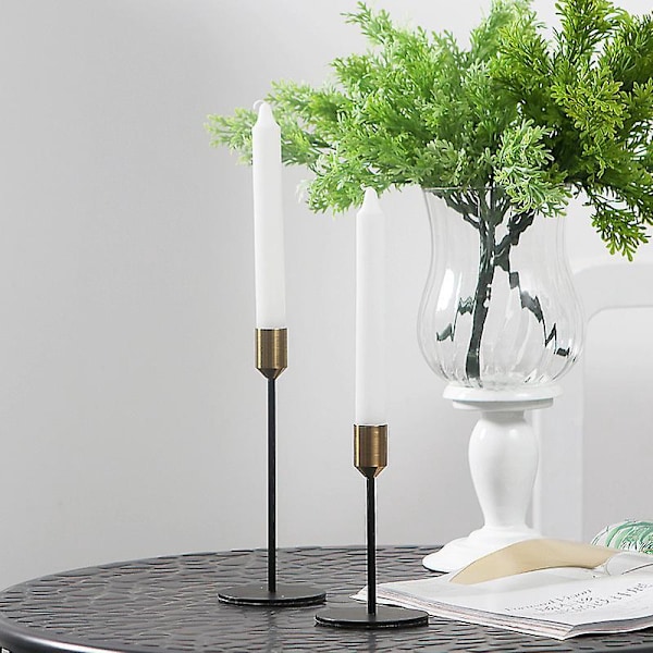 Moderna svarta metall-ljusstakar - Elegant bröllopsdekoration & heminredning (Set om 2)