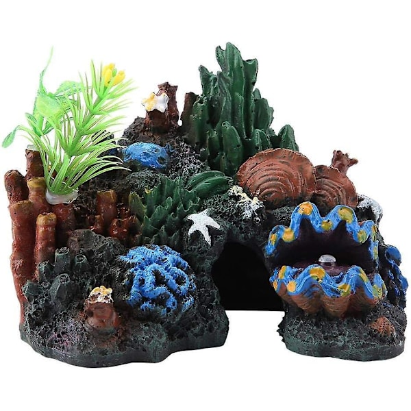 Akvarium Dekor Figur Landskap Resin Hule Akvatisk Dekor Miniatyrer Ornamentale Objekter Kunstige Planter Ornament for Fisketank
