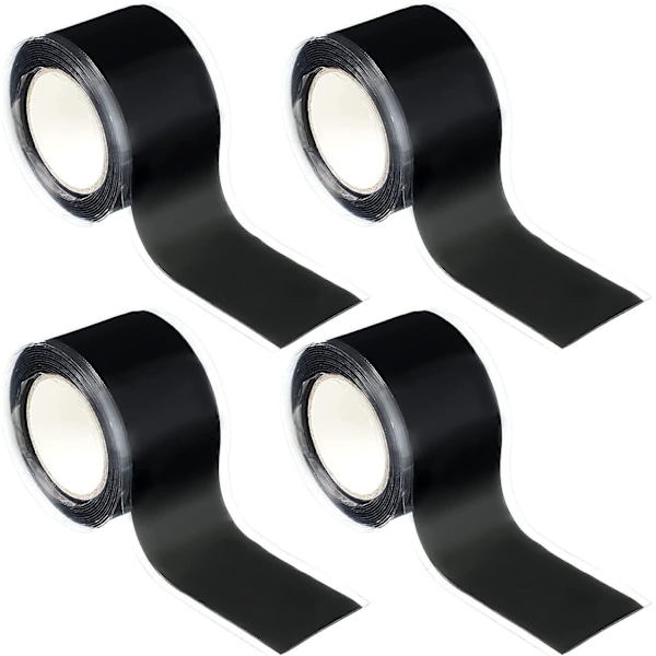 4 Rullar Grepptejp för Handtag Självsmältande Silikontejp Styrtejp Silikongummilinda för Chinsstänger, 2,5 cm x 1,5 m