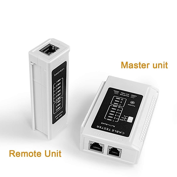 Netværkskabels Tester - Testværktøj til Ethernet-kabel, RJ45, RJ11, RJ12, Cat5, Cat5e, Cat6, Cat6a, Cat7 UTP/Skærmet kabel