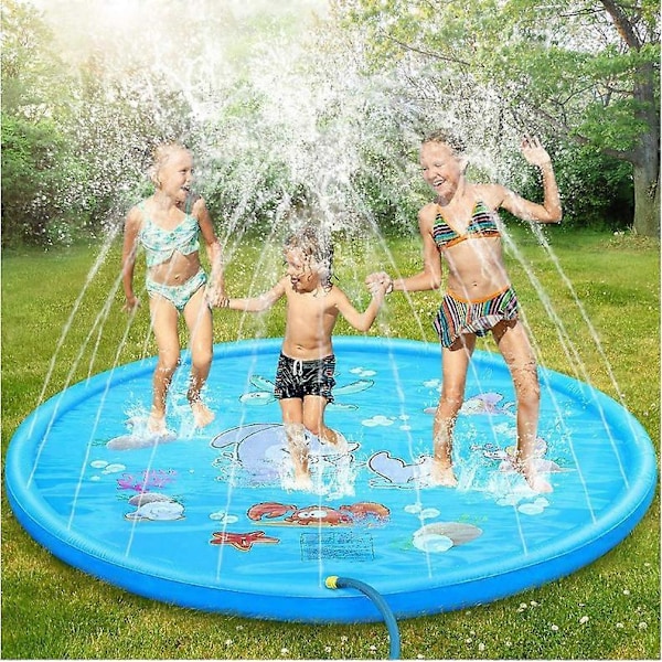 Vesisuihkumatto lasten leluille, lasten vesisuihkumatto ulkoleikkeihin, puutarhaletkun sprinkleri tytöille ja pojille puutarhoihin ja nurmikoille, 150 cm