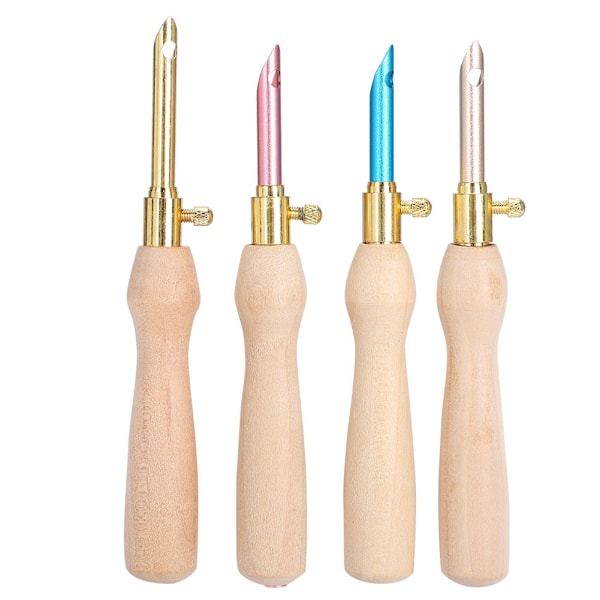 4pcs Portable Punch Needle Knitting Embroidery Pen Wooden Handle for Sewing Felting DIY Craft Handwork