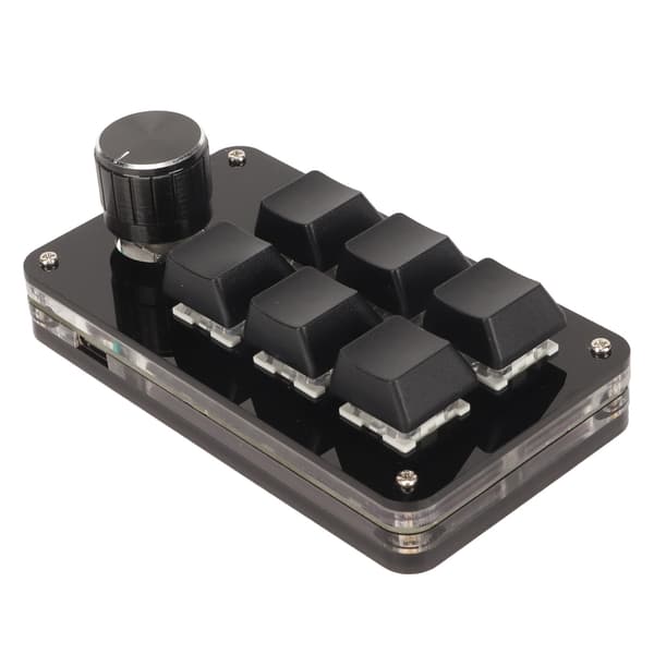 6-tasters mini-tastatur med knap RGB-lys blå switch kablet forbindelse plug and play DIY programmerbart enhånds mekanisk tastatur sort