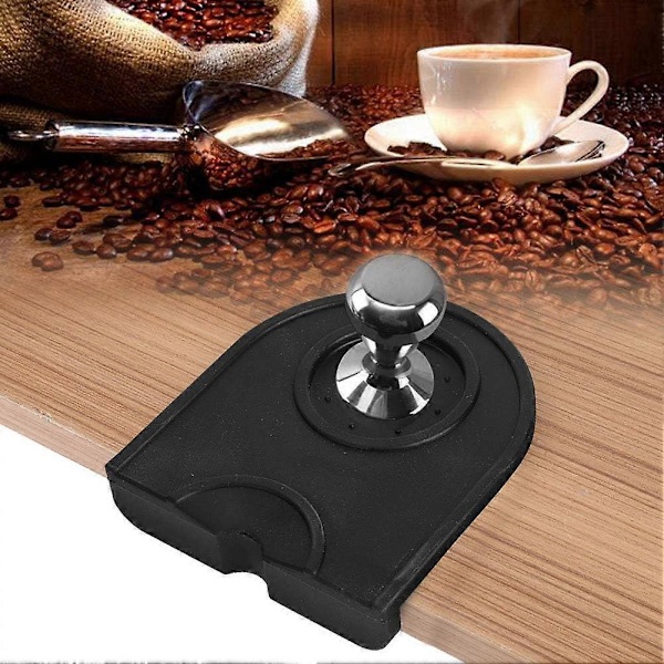 1 stk. sklisikker silikonmatte for hjemme- eller bar-kaffepulverpresseputer. (svart)