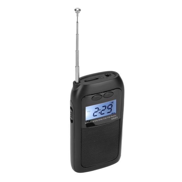 Digital Radio Multifunksjon FM MW SW Full Band støtter MP3-avspillingsformat Lommeradio for jogging og trening