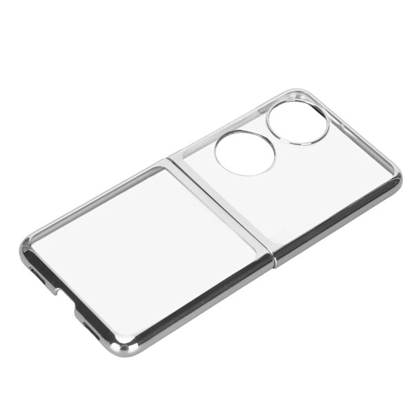 Taitettava matkapuhelimen suojakotelo, galvanoitu PC-puhelimen kansi Huawei P50 Pocket -matkapuhelimelle, hopea