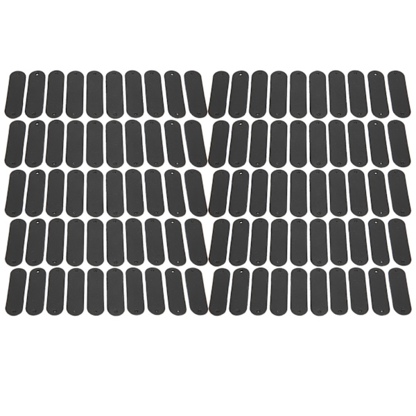 100 stk Heklelapper 4,5x1,2cm 2 Hull PU Lær Etikett Praktisk Pynt DIY Tilbehør Svart