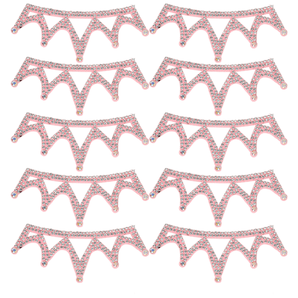 10 st Rhinestones tyg applikation kronformade lappar kläder tillbehör 10x3,7 cm rosa triangulär typ
