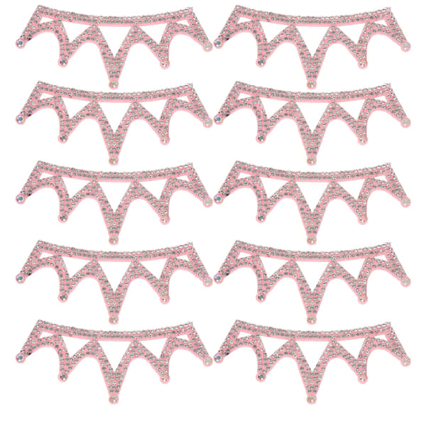 10 st strass tygapplikationer kronformade lappar klädtillbehör 10x3,7 cm rosa triangulär typ