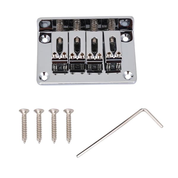 4-strängad fast stall Ersättningsdelar för Cigarbox Elgitarrer Bas Ukulele (Silver)