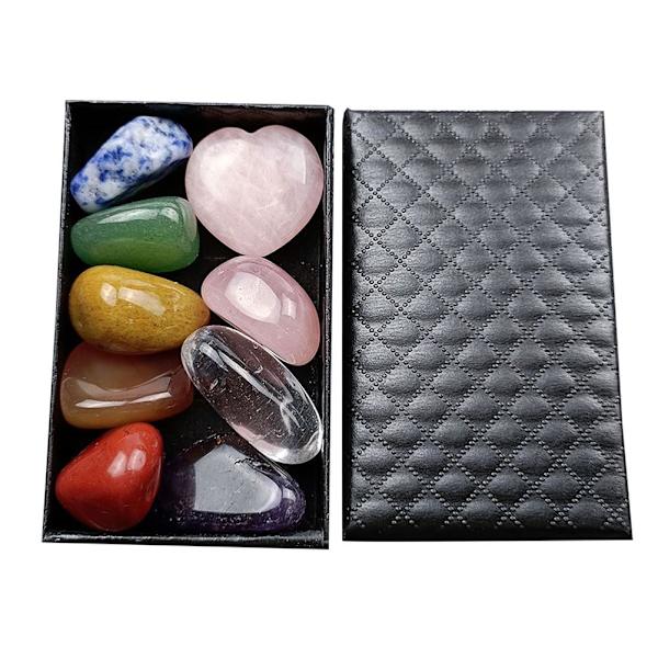 Crystals Kit 7 Chakra Love Heart Epäsäännöllinen kristallikivi Jooga Kivikiteet energiaa tasapainottavaan meditaatioon