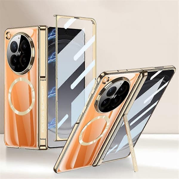 GKK Compatible with Oppo Find N6 5G Magnetic Case Support PC Phone Case with HD Rear Screen Protector Champagne