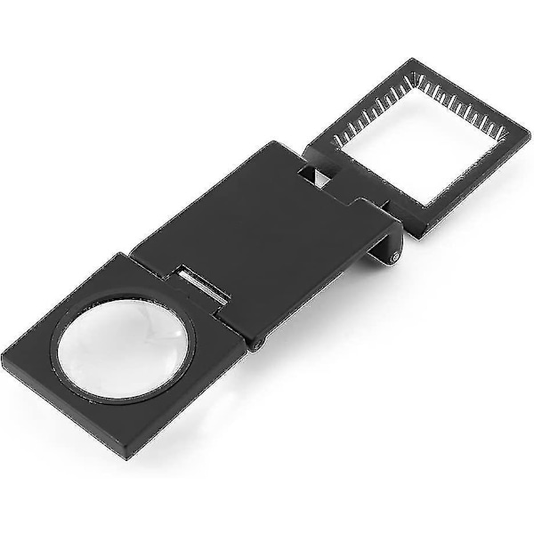 Fällbar fickförstoringsglas med 10x förstoring, handsfree belysning, bärbar fyrkantig design
