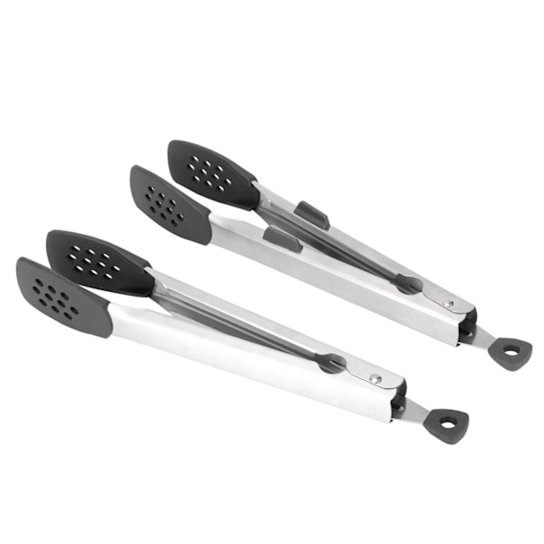 2 stk Food Tong Rustfrit Steak Clip Silikone Salat Grill Stencils Køkken Værktøj Sort