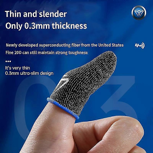 Svettsäkra Anti-halk Touch Screen Mobilspels Fingertoppshandskar (2st) Blå