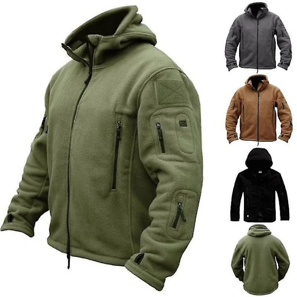 Militær Fleece Taktisk Jakke til Udendørs Sport Vandreture - Khaki M