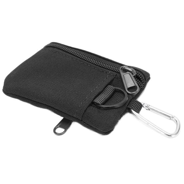 Utomhus EDC Molle-ficka Plånbok Mini Bärbar Nyckelkortfodral EDC-ficka Väska Myntväska med Karabinhake Svart