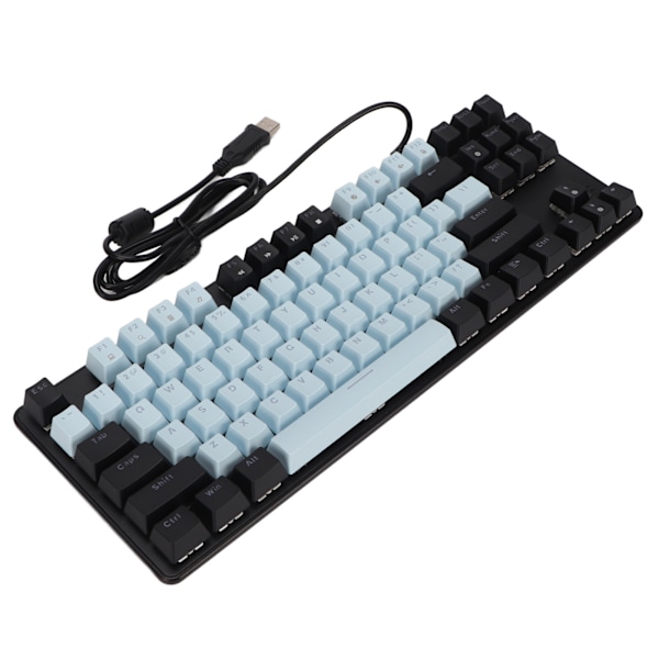 Mekanisk speltangentbord Blå brytare 87 tangenter RGB-bakgrundsbelysning USB-kabelansluten mekaniskt tangentbord för bärbar dator stationär dator Blå Svart