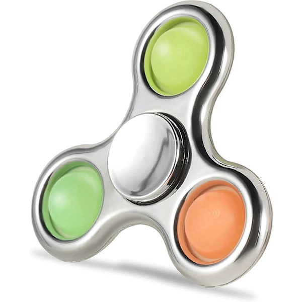 Pop Fidget Spinner, Simpel Sensorisk Fidget Spinner Legetøj Push Pop Bubble Spinner Legetøj til Stressreduktion og Angstdæmpning Håndlegetøj til Børn - Sølv