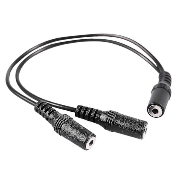 28cm 3.5mm Hun til Dobbelt Jack Hun Y Splitter Stereo Lydkabel Sort