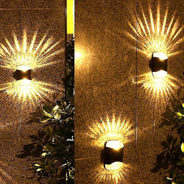 4 stk. LED Solar Væglampe Vandtæt Udendørs Have Væglampe Solcellelampe Op og Ned Lysende Gårdhave Veranda Balkon Dekoration - 4 stk. -DGJR