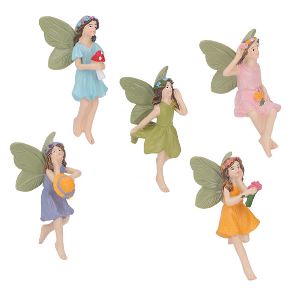 5 st älvor figurer handmålade retro stil bedårande levande hartsmaterial mini älva trädgårds prydnad för utomhus