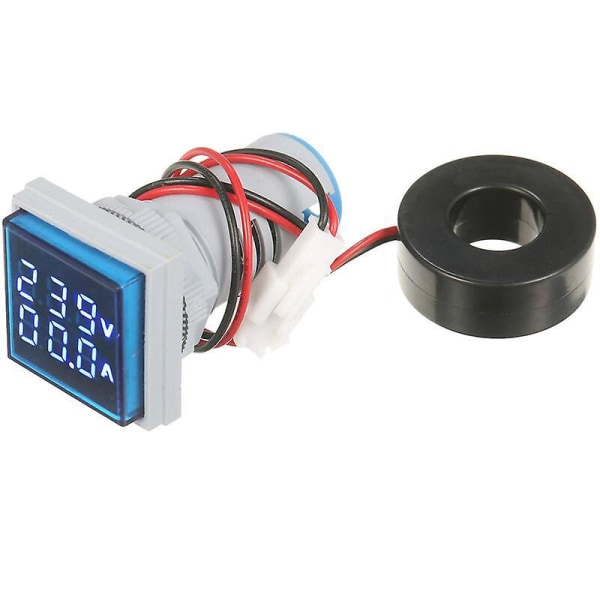 Mini firkantet digitalt volt-amperemeter Dobbel LED-skjermspennings- og strømindikator