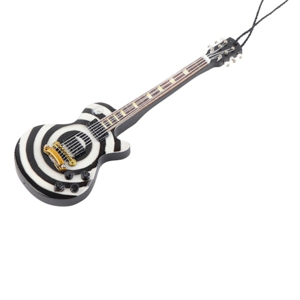 Gitarrprydnad Dekoration Verklighetstrogen Trä Miniatyr Elgitarr Modell med Snodd för Sovrum Vardagsrum Kontor