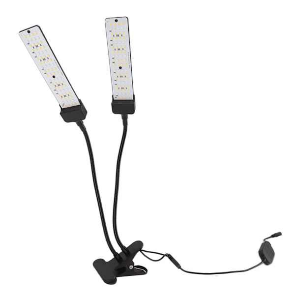 Dubbelhuvud växt växer lampor fullspektrum klämma på lampor solskydd inomhus grönsaksodling lampa med timer 100‑240V EU-kontakt