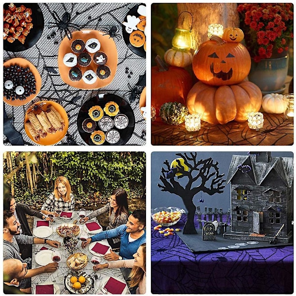 Halloween Lace Cobweb Skeleton Skull Duk - Svart Peis Kåpe Kappe Sjal - Arrangement Fest Dekorasjon