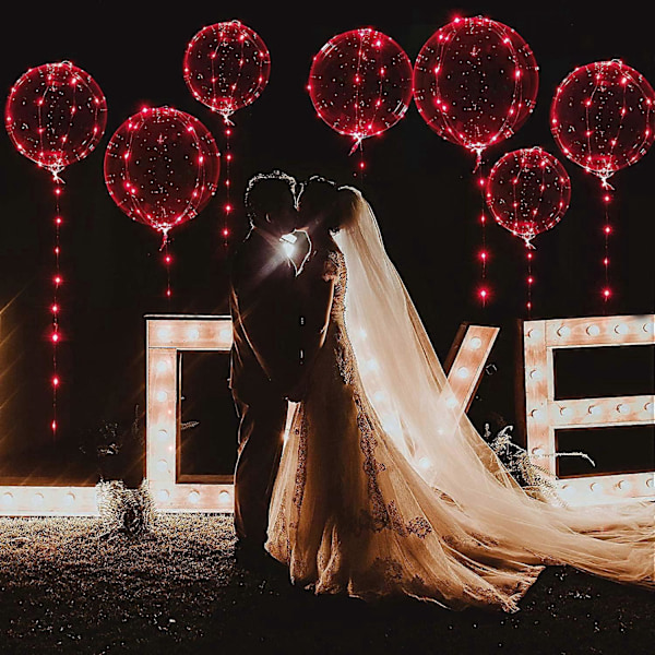 Lysende Balloner, 10 Pakker 61 cm Valentinsdag Bobo Balloner med 3 meter LED Lys Kæder til Valentinsdag Bryllup Jul Fødselsdagsfest (