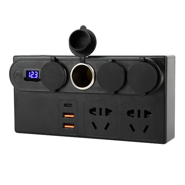 200W Bilomformer 12-24V til 220V 7USB Hurtiglader Spenningsomformer Transformator