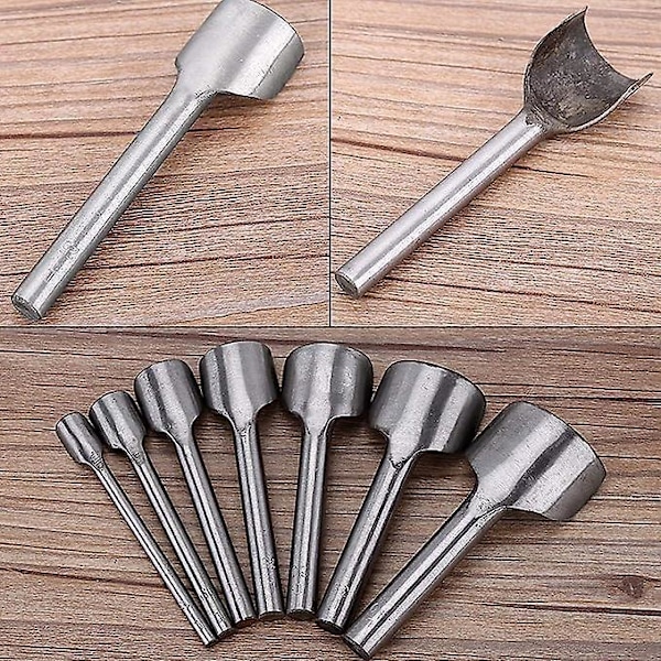 7 kpl Puolipyöreät DIY-Nahkatyökalut Kaaren Muotoinen Vyön Päätyleikkuri Nahkahihna Puoliympyrä Rei'itys Työkalut (10-40mm)