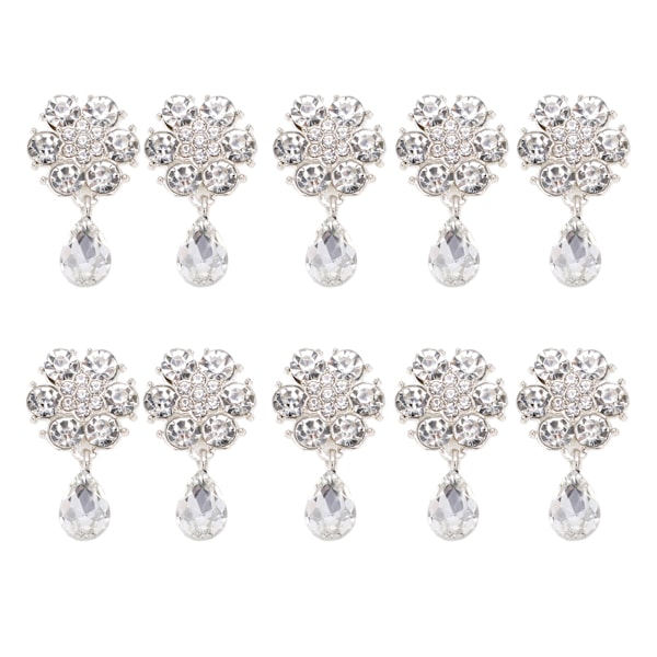 10 stk. Rhinestone Broscher Krone Seks Kronblade Opal Perle Brosche Nåle til Tøj Sko Tasker Hår Tilbehør Dekoration 2,2x4cm Hvid Seks Kronblade