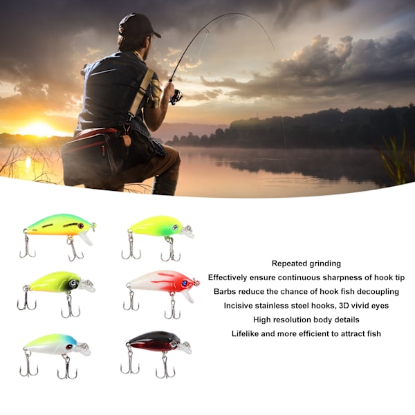 Högupplöst 3D naturtrogen fiskebeten Set - 6 st