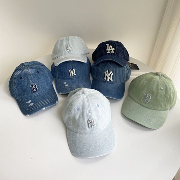 Baseball Caps Broderi Brev Justerbar Unisex Denim Baseball Fitted Hat for Vår Sommer Lyseblå A M 22.05-22.83in