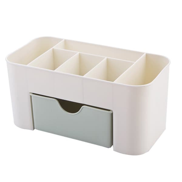 Kosmetik Makeup Organizer PP Multifunktionel 6 Rum Makeup Skrivebords Organizer med Skuffe Grøn