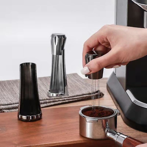 Sort Selvjusterende Værktøj og Holder - Espresso Kaffeomrører Nåle Dispenser til Baristaer
