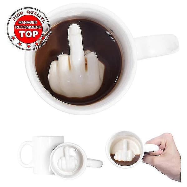Vit Finger Mugg - Kreativ Design, 300ml Kapacitet