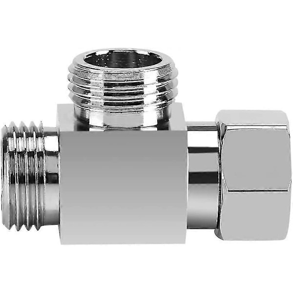 Dusj T-adapter 3-veis fordeler slangeadapter kobling T-stykke, T-form adapter kobling G1/2\" krom messing fordeler for vinkelventil slange, dusjarm D
