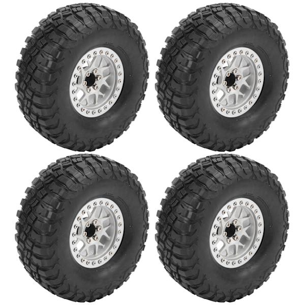 4 stk 2,2 tommers RC-hjuldekk med aluminiumsfelger for Axial SCX10 D90 1/10 RC CrawlerHvit