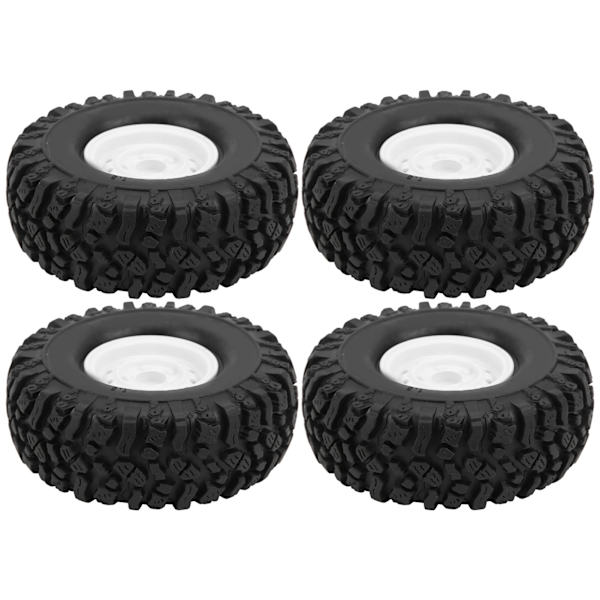 4 kpl 1/10 kauko-ohjattavan auton 1,9 tuuman alumiinivanteet ja 115 mm kumirenkaat RC-lisävarusteet, valkoinen