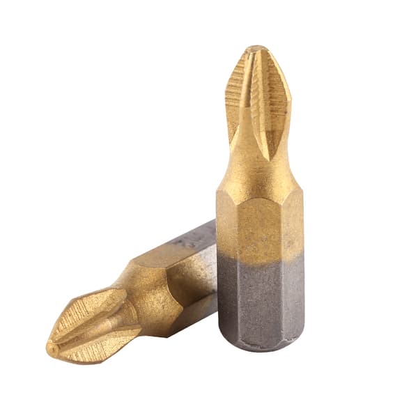 Titaniumbelagte PH2 Magnetiske S2 Skruetrækkerbits Sæt (10 stk, 1/4\" Hex Skaft, 25mm Længde)