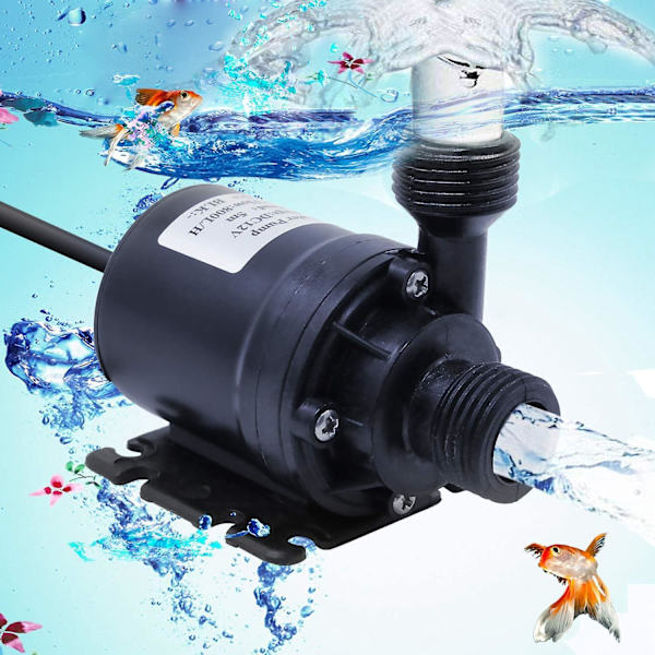 12V DC dränkbar vattenpump - 800L/h, 5m lyft - Idealisk för damm, akvarium, solfontän, poolcirkulation