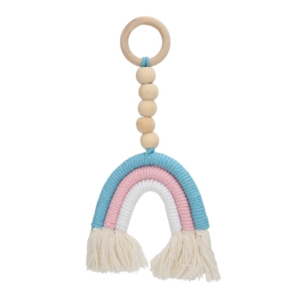 Baby Children Room Wood Hanging Decoration Hand‑Woven Rope Tassel Ornament AccessoryColour