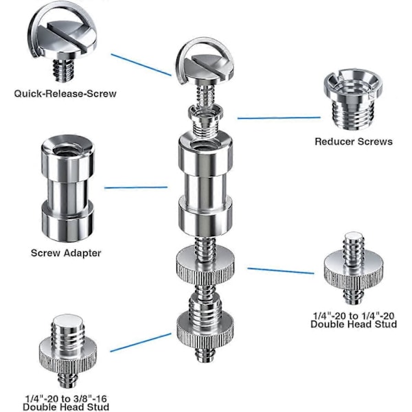 Adapter skruv, 22 skruvar 1/4 \"till 1/4\", 3/8 \"till 1/4\" stativ gängad skruv stativ konverterare stativ blixt