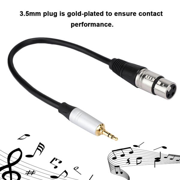 Stereo 3,5 mm hane till XLR hona ljudkabel omvandlare 3,5 mm appapter 0,3 m längd