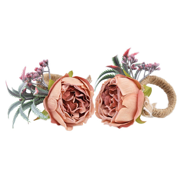 2 stk Innovativ serviettspenne Simulering Blomster serviettringholder for Hotel RestaurantPink
