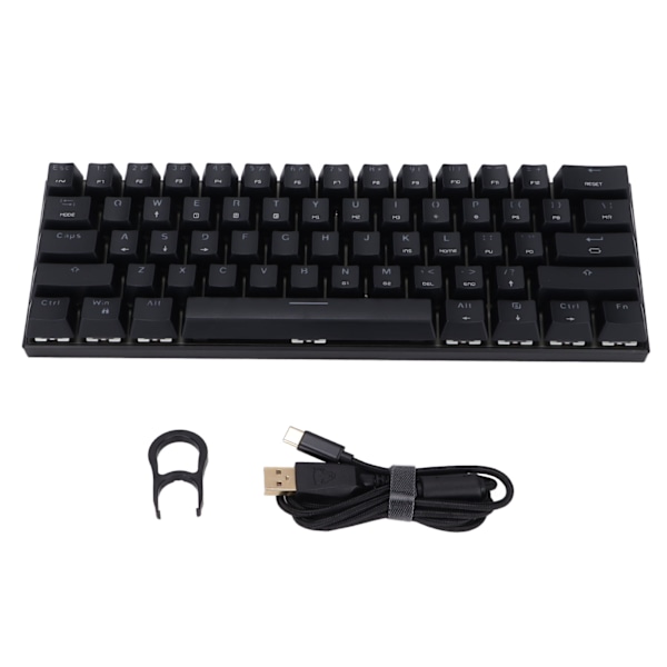 Mekanisk tastatur 61 tast RGB baggrundsbelyst USB kablet dobbelt tilstand stor kapacitet mekanisk gaming tastatur sort grøn aksel