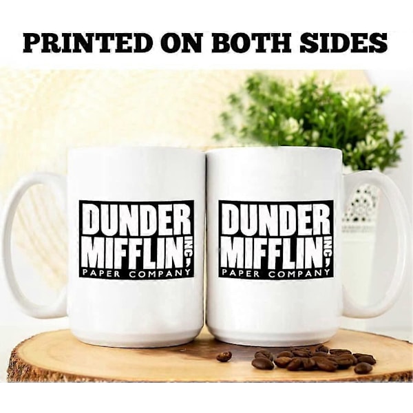 The Office TV-sarjan kahvimuki - Mikroaaltouunin ja astianpesukoneen kestävä keraaminen hauska kuppi (Dunder Mifflin)